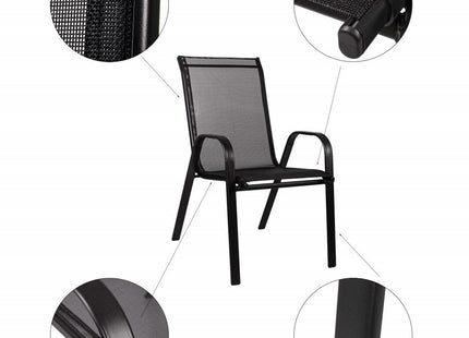 Tuinstoel | Tuinstoelen | Tuinstoel Buiten | Staal & Textileen | 130 kg | Zwart