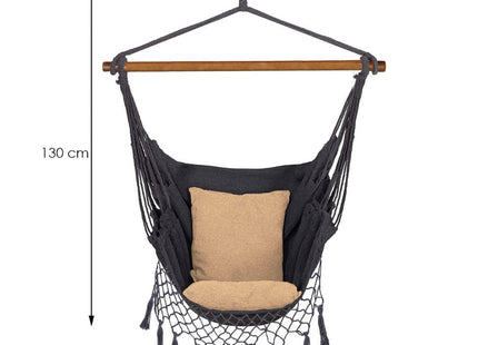 Hangstoel | Binnen & Buiten | Met 2 Kussens | Belastbaar tot 150 kg | 130 x 100 cm | Grijs/Beige