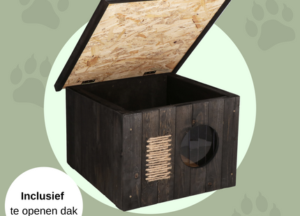 Kattenhuis - Geïsoleerd - Voor Buiten - Weersbestendig - 58 X 49,5 X 36 CM - Zwart
