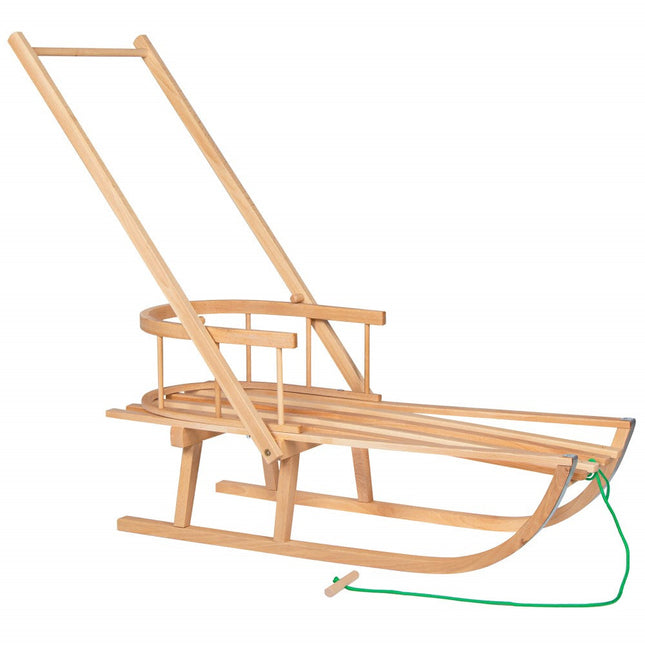 Slee + Rugleuning + Handvat | Sleeën & Accessoires | Winterspeelgoed | Gelakt Beukenhout | Neutraal