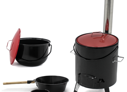 Goulashketel - Geëmailleerd - Kookpot - Scheplepel - 14 liter - Met Deksel - 92 x 35 x 45 cm - Zwart