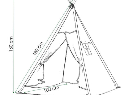 Tipi Tent | Wigwam Speeltent | 120x100x180 cm | Met Mat en Kussens | Naturel Blauw | Sterren