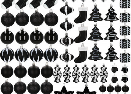 Kerstballen | 77 Stuks | Zwart