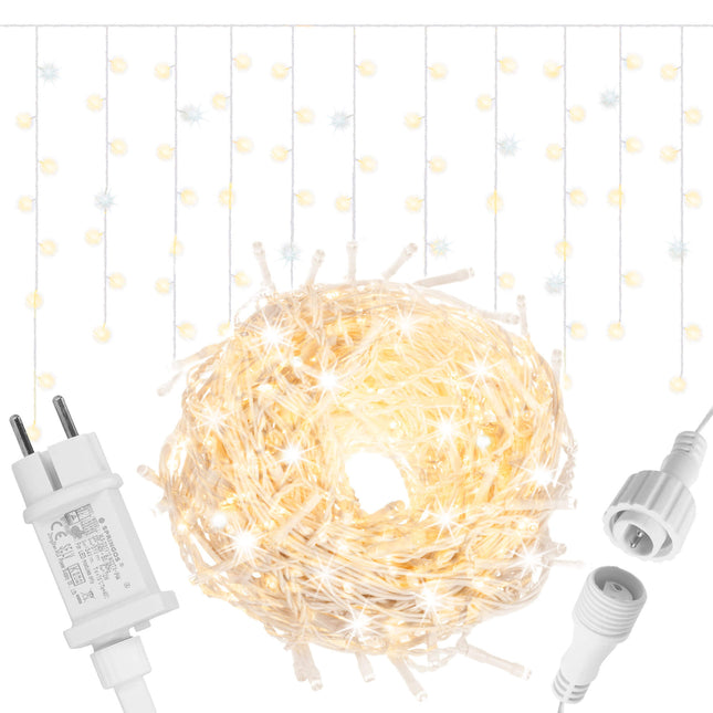 IJspegel Verlichting | 20 m + 2.5 m Snoer | 500 LED | Warm Wit + Koel Wit | Koppelbaar | Flits