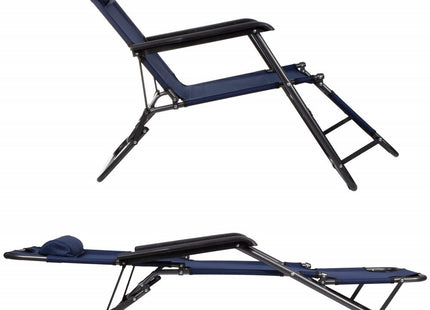 Tuinstoel | Ligstoel | Ligbed | Verstelbaar | Inclusief Hoofdsteun | Marineblauw