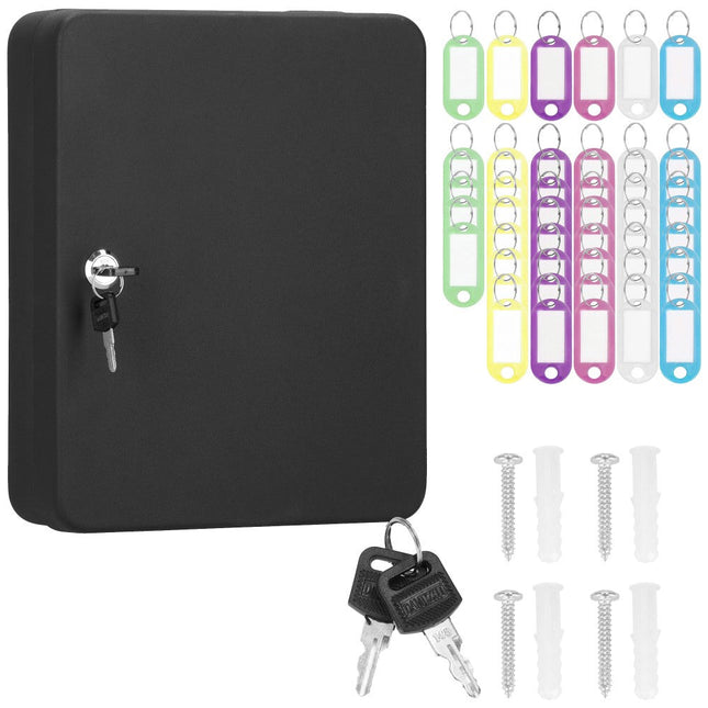 Sleutelkluis | Sleutelkast | Sleutelbox | 48 Haken | 30 x 24 x 7,5 cm | Zwart