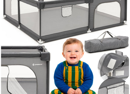 Kinderbox - Grondbox - Speelbox - Inklapbaar - Opvouwbaar - Antislip -Grijs - 200x180x66 cm