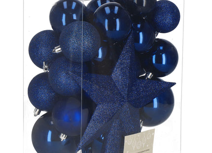 Kerstballen & Piek | 33 Stuks | 5/6/8 cm | Marineblauw