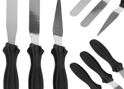 Spatel | Paletmes | 3 stuks | Zwart/Zilver