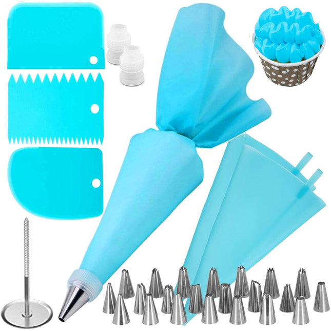 Taart Decoratie Set | 32-Delig | Opbergdoos | Blauw