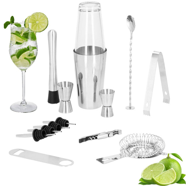 Cocktail Set | 14-Delige Cocktail Shaker Set | RVS | Zilverkleurig