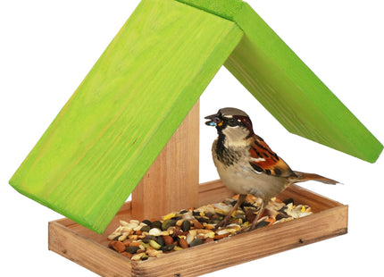 Vogelvoederhuisje - Vogelvoederplek - Vogelvoeding - Staand - Bruin - Groen - 12,5 x 31 x 21,5 cm