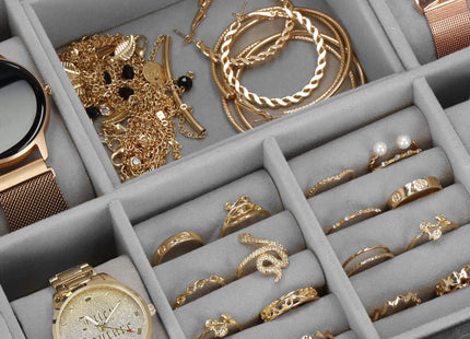 Horlogedoos - Horlogebox - Horlogeopberger - Spiegel - Zwart - Grijs - 8 Horloges