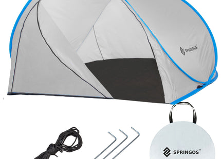 Strandtent | Pop-Up Strandtent | UV Filter | Inclusief Draagtas | 120 x 200 x 110 cm | Grijs/Blauw