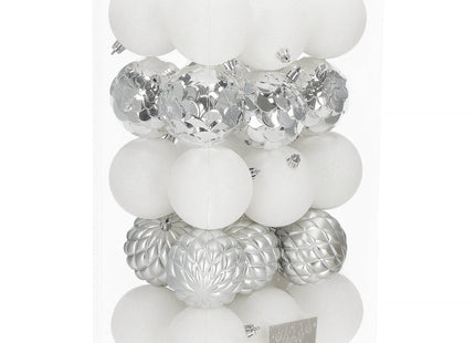 Kerstballen | 30 Stuks | 6 cm | Zilver/Wit