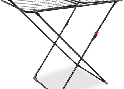 Droogrek - Wasrek - Droogtoren - Inklapbaar - Draaibaar - Zwart - Staal - Kunststof - Met Radiatorbeugels - 169 x 54 x 97 Cm