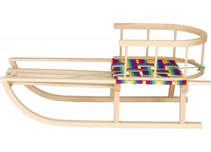 Slee + Rugleuning | Sleeën & Accessoires | Winterspeelgoed | Gelakt Beukenhout | Neutraal/Multicolor