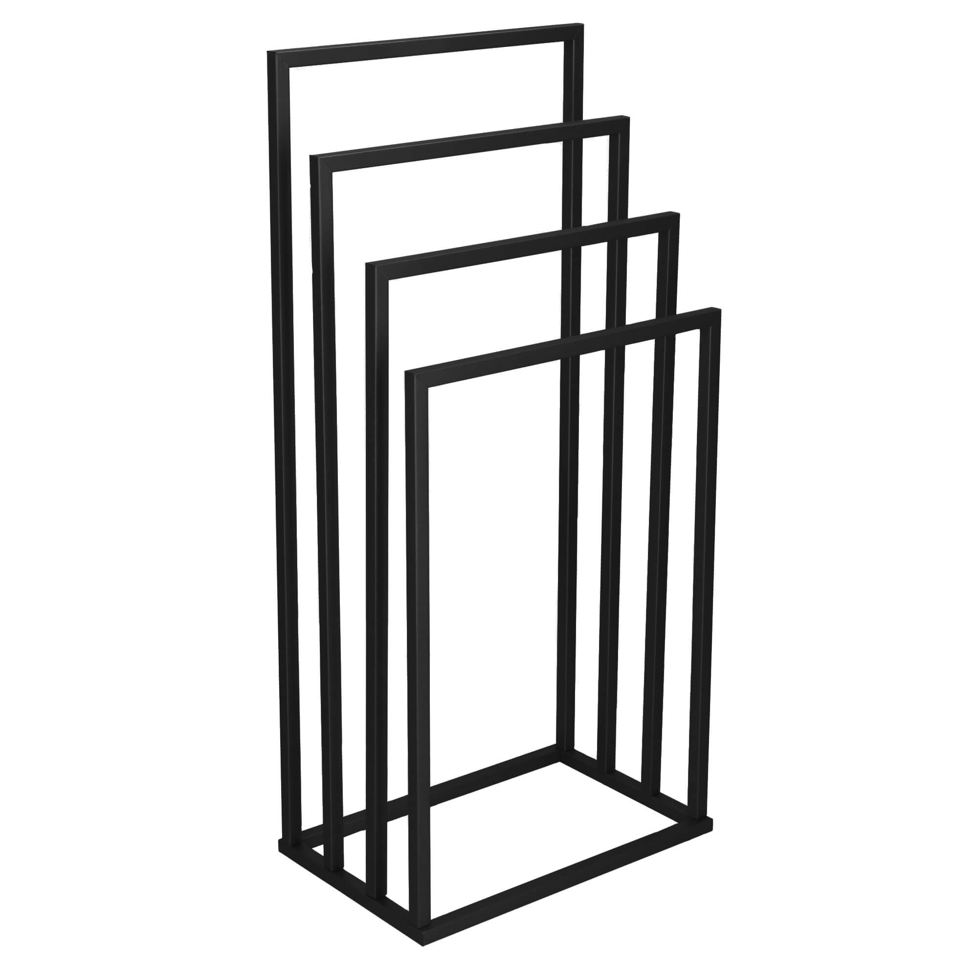 Handdoekrek - Badkamer - Handdoekstang - Handdoekhouder - Vier Armen - Metaal- Zwart