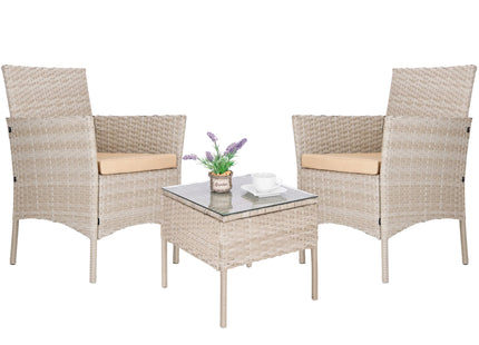 Tuinset - 2 Delig - Stoelen - Tafel - Rotan - Beige