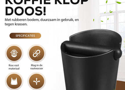 Uitklopbak Koffie | Knockbox | Antislip | 1,3 L | Zwart