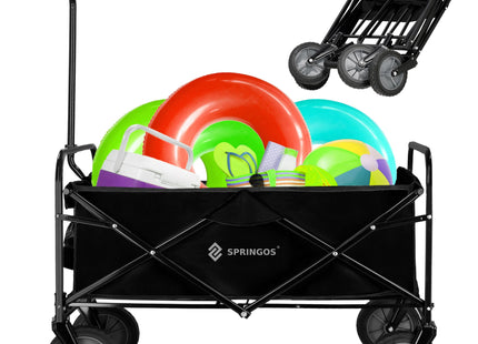 Bolderkar - Opvouwbaar - Strandkar - Tuinkar - Zwart - 80 KG - 90 x 52 x 120 Cm