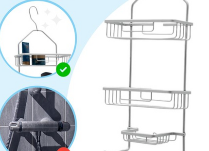 Doucherek – 3 Laags - Hangend doucherekje - Shampoo rek - Badkamer plank - Aluminium - Zonder boren