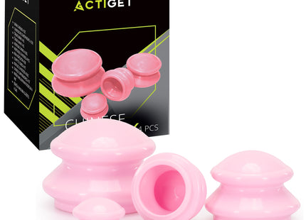 Actiget® Cellulitis Cups - Cellulitis Cupping - Cupping Set - Cupping Massage - Voor Gezicht, Armen en Benen - Vacuüm - Roze - 4 Stuks