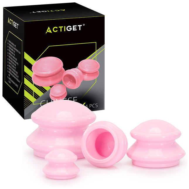 Actiget® Cellulitis Cups - Cellulitis Cupping - Cupping Set - Cupping Massage - Voor Gezicht, Armen en Benen - Vacuüm - Roze - 4 Stuks