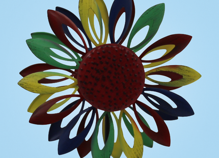 Windspinner - Windmolen - Windijzers - Tuinsteker - Tuinbeeld - Grondpin - Metaal - Flower - Bloem