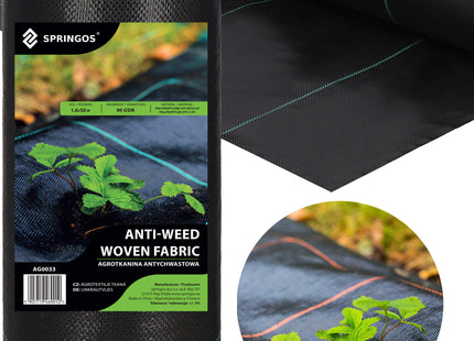 Worteldoek - Anti -Onkruid - Beschermfolie -  90g - 1,6X50M - Zwart