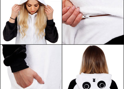 Onesie Volwassenen | Panda | Maat M | Zwart/Wit