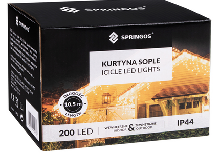 IJspegel Verlichting | 8 m + 2.5 m Snoer | 200 LED | Warm Wit | Koppelbaar
