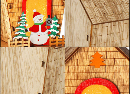 Kersthanger | Kerstversiering | Kerstboomhanger | Lichtgevend | Huis | Sneeuwpop | 12.5 cm