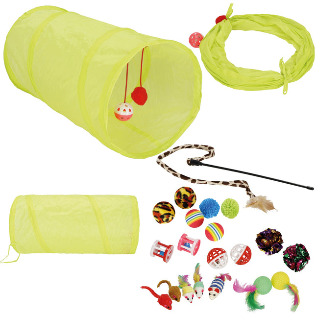 Kattenspeeltjes - 21 Stuks - Inclusief Tunnel - Speelgoed - Duurzaam