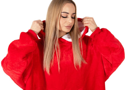 Oversized Fleece Deken/Trui - Oversized Deken - Oversized Trui - Hoodie - Capuchon - Rood