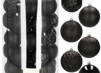 Kerstballen | 30 Stuks | 8 cm | Zwart