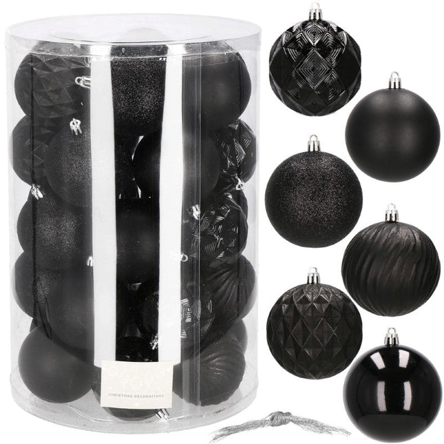 Kerstballen | 30 Stuks | 8 cm | Zwart