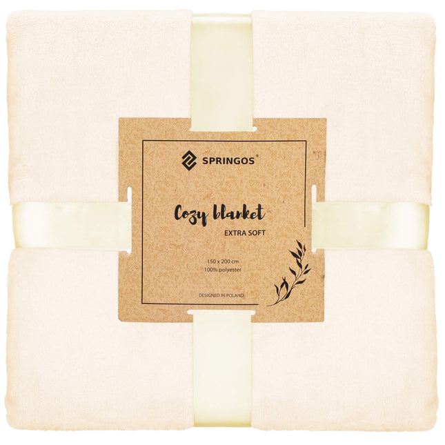 Plaid | Sprei | Deken | 150 x 200 cm | Pluche | Crème