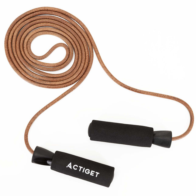 Actiget®  Springtouw | Sport Springtouw | Fitness Springtouw | Verstelbaar | Leer | Bruin | 297 Cm
