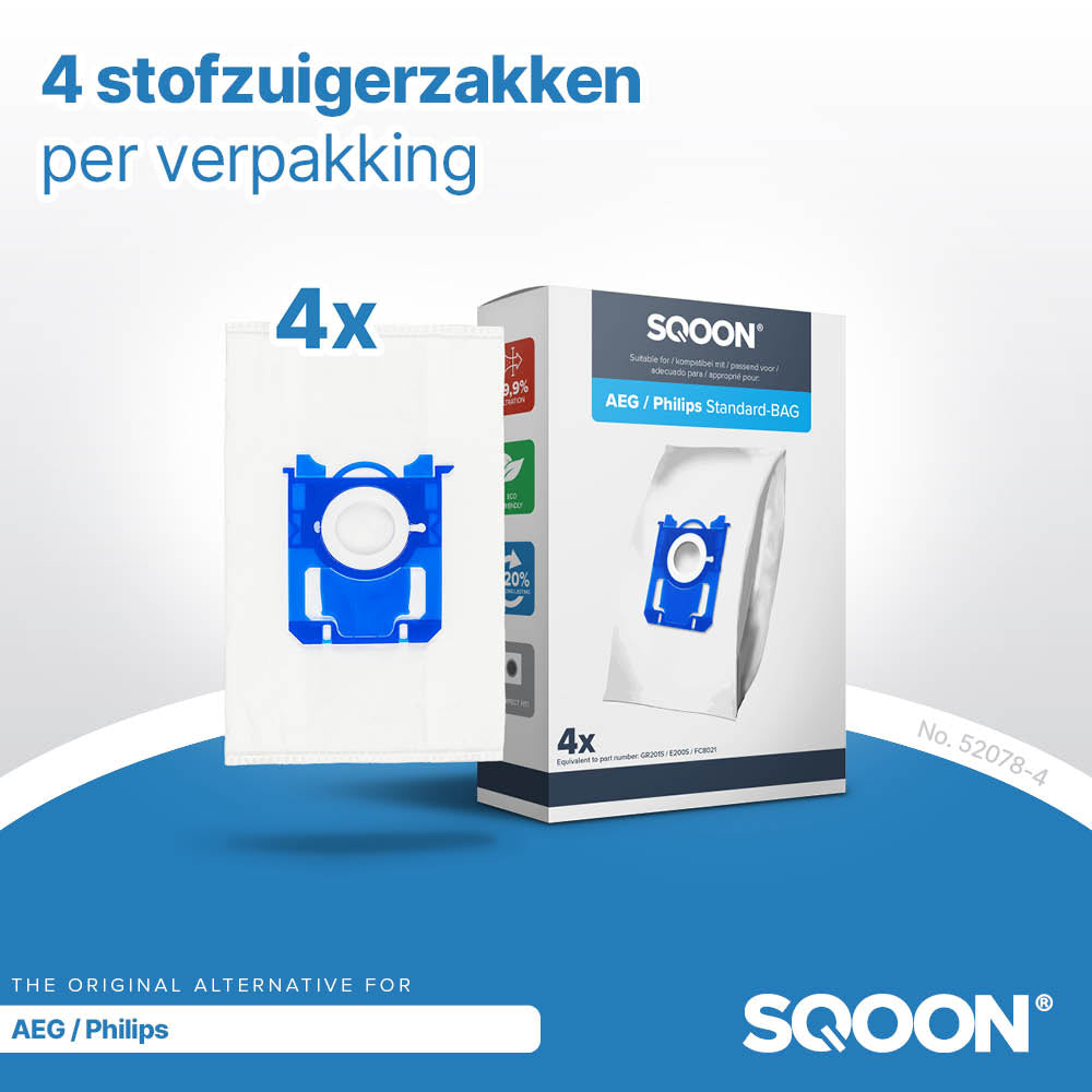 SQOON® Stofzuigerzakken geschikt voor AEG / Electrolux / Philips Standard-BAG