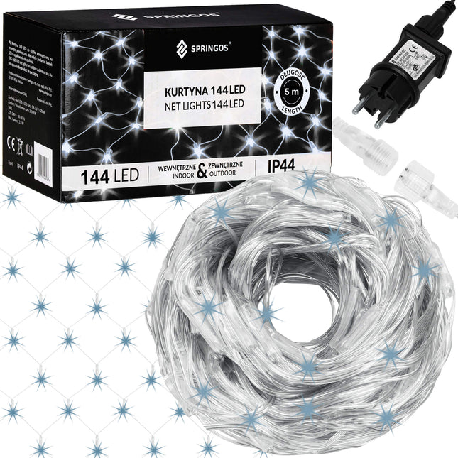 Lichtgordijn | IJspegel Verlichting | Inclusief USB En Afstandsbediening | 144 LED | Koel Wit | Raster