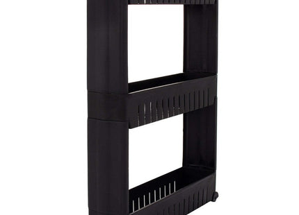 Keukentrolley | Keukentrolley Op Wieltjes | Badkamer Trolley | Opbergrek | 3 Niveaus | 70 x 54 x 12.5 cm | Zwart