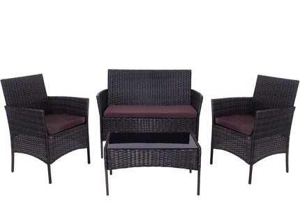 Tuinset - 4 Delig - Stoelen - Bank - Tafel - Rotan - Bruin