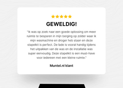 Muntel® Tussenstuk Wasmachine Droger - Stapelkit Wasmachine Droger - Universeel - Uitschuifbare werkblad - Wit