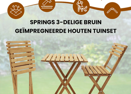 Tuinset | Tuintafel | Tuinstoelen | 3-delig | Opvouwbaar | Bruin