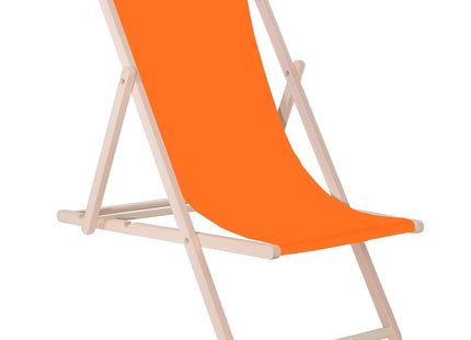 Strandstoel - Verstelbaar - Beukenhout - Hangemaakt - Oranje