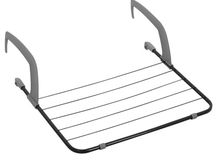 Droogrek - Wasrek - Droogtoren - Inklapbaar - Draaibaar - Zwart - Staal - Kunststof - Met Radiatorbeugels - 169 x 54 x 97 Cm