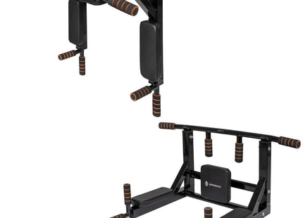 Pull Up Bar | Pull Up Station | Dip Station | Krachtstation | Multifunctioneel | Wandmontage | Inclusief Montageset | Zwart/Oranje