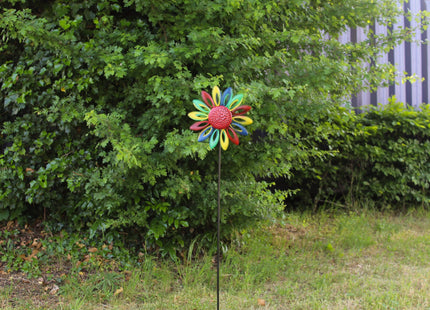 Windspinner - Windmolen - Windijzers - Tuinsteker - Tuinbeeld - Grondpin - Metaal - Flower - Bloem