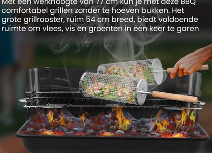 Houtskool barbecue - Zuil barbecue - BBQ - Asopvangbak - Schuifregelaar - RVS  - Zwart